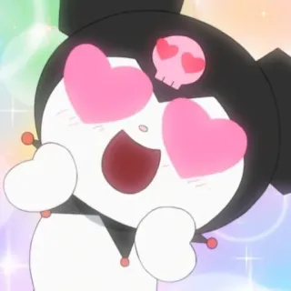 💕 Kuromi Anime, Kawaii, Lindo, Dibujos animados, Personaje, Kuromi, Ojos de corazón telegram sticker