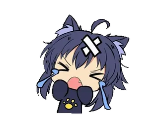 🤕 Anime, Chica gato, Llorar, Triste, Sticker, Kawaii, Emocional telegram sticker