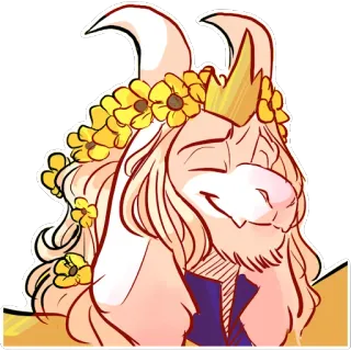 👑 Asgore Undertale undertale, chèvre, fleurs, couronne, roi telegram sticker