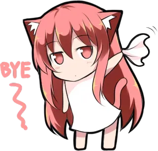 😪 BYE Аниме, Девушка-кошка, Пока, Машет рукой telegram sticker