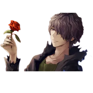 🌹 애니메이션, 남자, 장미, 꽃, 남성, 로맨틱, 미술, 드로잉 telegram sticker