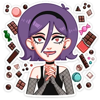 🍫 Cartoon, Frau, Schokolade, Süßigkeiten, Bonbons, Liebe, Essen telegram sticker