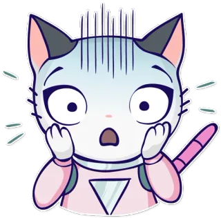 😨 gato, sticker, dibujo animado, expresión, impactado, asustado, gato animado whatsapp sticker