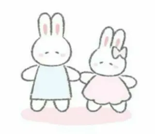🤍 conejo, conejito, lindo, dibujos animados, animal, pareja telegram sticker