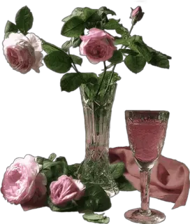 🌸 rose, flower, pink, glass, vase whatsapp sticker
