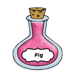 🐷 Pig potion, pink, pig, bottle, liquid, drink, magic, cartoon telegram sticker