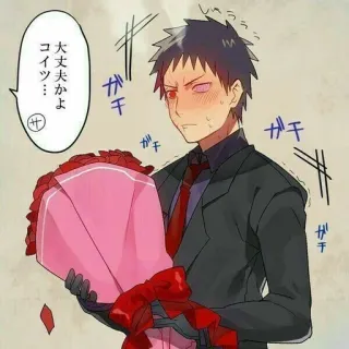 🍭 大丈夫かよ anime, manga, bouquet, flowers, suit, roses telegram sticker