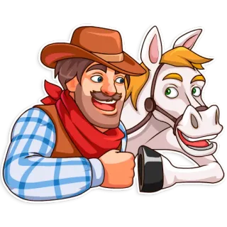 👊 Cowboy, Cheval, Western, Éleveur, Animal, Dessin animé telegram sticker