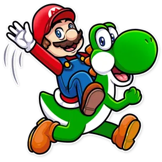 👋 Mario Mario, Yoshi, Nintendo, Personagem de videogame, Mascote, Desenho animado telegram sticker