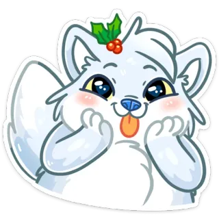 😜 cáo, dễ thương, động vật, hoạt hình, nhãn dán, mùa đông, giáng sinh telegram sticker