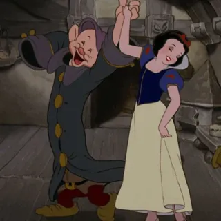 ⛄️ Snow White Snow White and the Seven Dwarfs 만화, 디즈니, 공주, 동화, 난쟁이, 댄스 telegram sticker