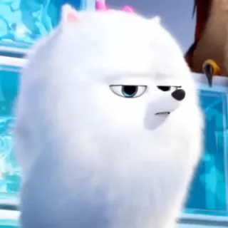 ❄️ Gidget The Secret Life of Pets собака, белый, пушистый, животное, питомец, мультфильм whatsapp sticker