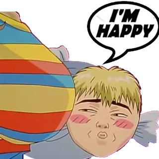🤤 I'M HAPPY happy, anime, cartoon, emotion, speech bubble telegram sticker