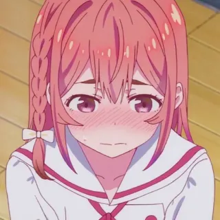🧡 Anime, Mädchen, errötend, niedlich, Schuluniform whatsapp sticker
