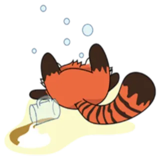 🥛 レッサーパンダ, コーヒーこぼれ, かわいい, 漫画, 悲しい, 事故 telegram sticker
