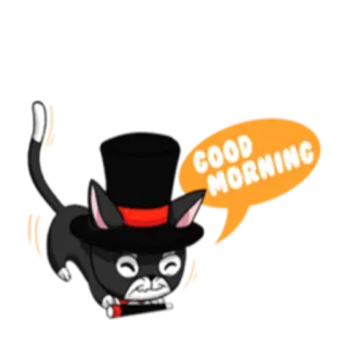 ☀️ GOOD MORNING gato, bom dia, saudação, chapéu, animal telegram sticker
