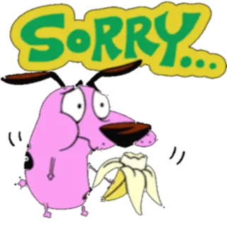 😶 SORRY... dessin animé, désolé, excuses, chien, banane, expression, chien dessin animé telegram sticker