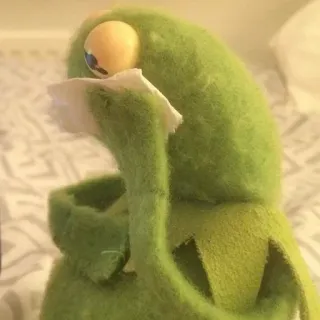 🤧 Kermit 科米蛙, 布偶, 表情包, 玩偶, 绿色, 悲伤, 哭泣 telegram sticker