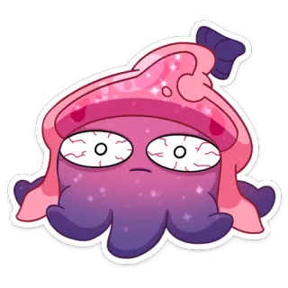 😐 Cartone animato, Mostro, Alieno, Creatura, Rosa, Viola, Arrabbiato whatsapp sticker