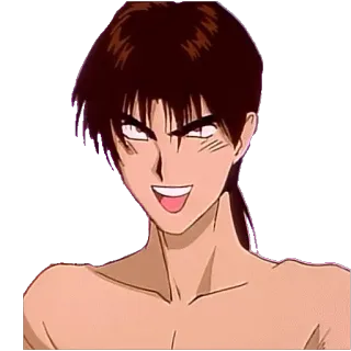 😈 anime, male, smirk, smiling, cartoon, shirtless telegram sticker