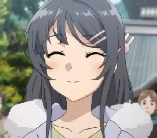 😊 Mai Sakurajima Rascal Does Not Dream of Bunny Girl Senpai Anime, Ragazza, Sorriso, Carino, Personaggio telegram sticker