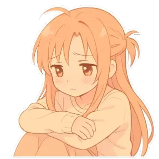 😔 Аниме, Девочка, Грустно, Мило, Манга, Персонаж, Кавай whatsapp sticker