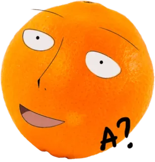 🤩 A? orange, fruit, cartoon, question, funny whatsapp sticker