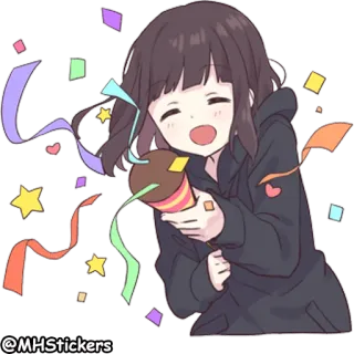 🎉 @MHStickers наклейка, конфетти, вечеринка, праздник, аниме, мультфильм telegram sticker