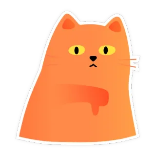 👎 кот, палец вниз, не нравится, рыжий кот, мультяшный кот, отрицательный, недовольный, провал telegram sticker