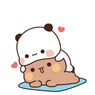 🐰 Panda, Oso, Lindo, Dibujos animados, Kawaii, Amor, Corazón whatsapp sticker