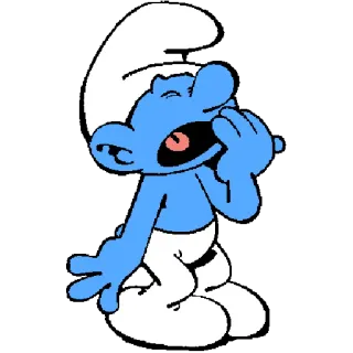 😮 Smurf การ์ตูน, สเมิร์ฟ, หาว, ง่วง, สีน้ำเงิน whatsapp sticker