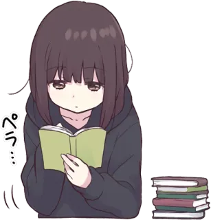 📖 ぺラ... Аниме, Чтение, Книга, Девушка, Учеба whatsapp sticker