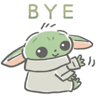 👋 Baby Yoda B.Y.E เบบี้โยดา, โกรกู, สตาร์ วอร์ส, บ๊ายบาย, ลาก่อน, น่ารัก, การ์ตูน telegram sticker