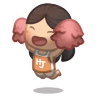 😃 HJ Cheerleader, Cartoon, Mascotte, Sport, Blij, Pompons telegram sticker