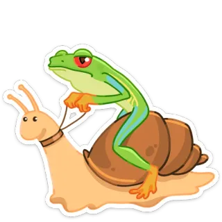 🐎 żaba, ślimak, zwierzę, kreskówka, słodkie, śmieszne, naklejka, zwierzę domowe telegram sticker