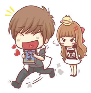 😗 GAME Cartoon, Spiel, Paar, Süß, Anime, Glücklich, Chibi telegram sticker