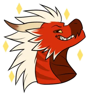 😄 มังกร, แฟนตาซี, สัตว์, ในตำนาน, สีแดง, การ์ตูน telegram sticker