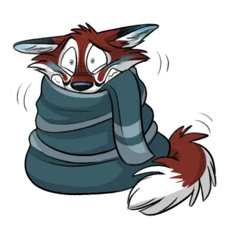 🥶 raposa, animal, cachecol, inverno, desenho animado, fofo telegram sticker