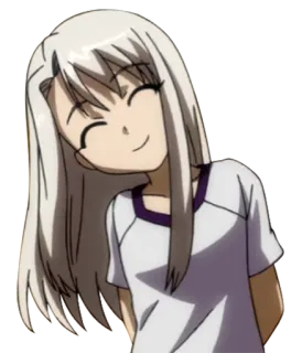 😇 アニメ, 女の子, 笑顔, 白髪, キャラクター telegram sticker