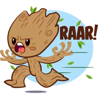 🌱 Groot Guardians of the Galaxy RAAR! groot, guardians of the galaxy, marvel, kartun, stiker, pohon, karakter telegram sticker