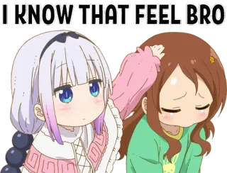 🤗 Kanna Kamui Miss Kobayashi's Dragon Maid I KNOW THAT FEEL BRO Anime, Kanna, Dragon, Maid, Émotion, Frère, Kawaii whatsapp sticker