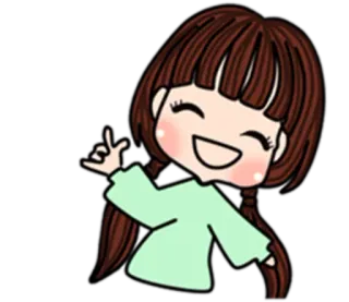 🤘 garota anime, desenho animado, garota, sinal de paz, feliz, fofa telegram sticker