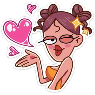♥️ женщина, поцелуй, сердце, мультфильм, любовь, кокетливый, эмодзи whatsapp sticker