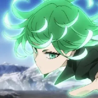 📎 Tatsumaki One-Punch Man Tatsumaki, One-Punch Man, anime, héroe, psíquica, pelo verde telegram sticker
