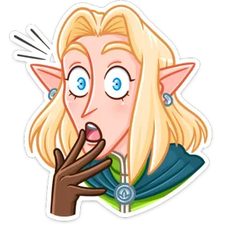 😳 Elf, Fantasy, Cartoon, Überrascht, Reaktion, Anime telegram sticker