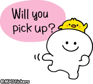 🚗 Will you pick up? Desenho animado, Fofo, Pergunta, Amigo, Amarelo, Bolha telegram sticker