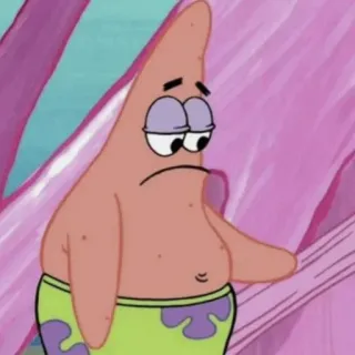 ✨ Patrick Star Spongebob Squarepants patrick star, spongebob squarepants, cartoon, nickelodeon, sad, pink whatsapp sticker