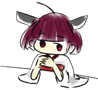 😕 Anime, Mädchen, Süß, Kawaii, Fuchs Ohren telegram sticker