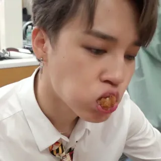 🐟 Jimin Jimin, BTS, mangiare, kpop, cantante telegram sticker