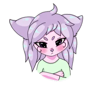 🤨 anime, catgirl, cute, kawaii, girl, character, sticker telegram sticker